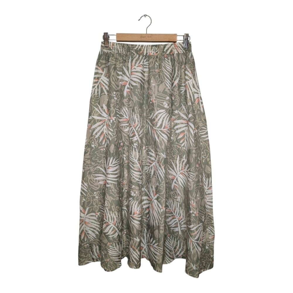 Vintage White Stag Muted Tropical Green Coral Shirt Size 14